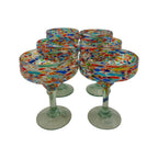 Hand Blown Mexican Margarita Glass | Colorful Pebbled Confetti Design Mexican Margarita Glass La Vie Bien Hand Blown Mexican Margarita Glass | Colorful Pebbled Confetti Design