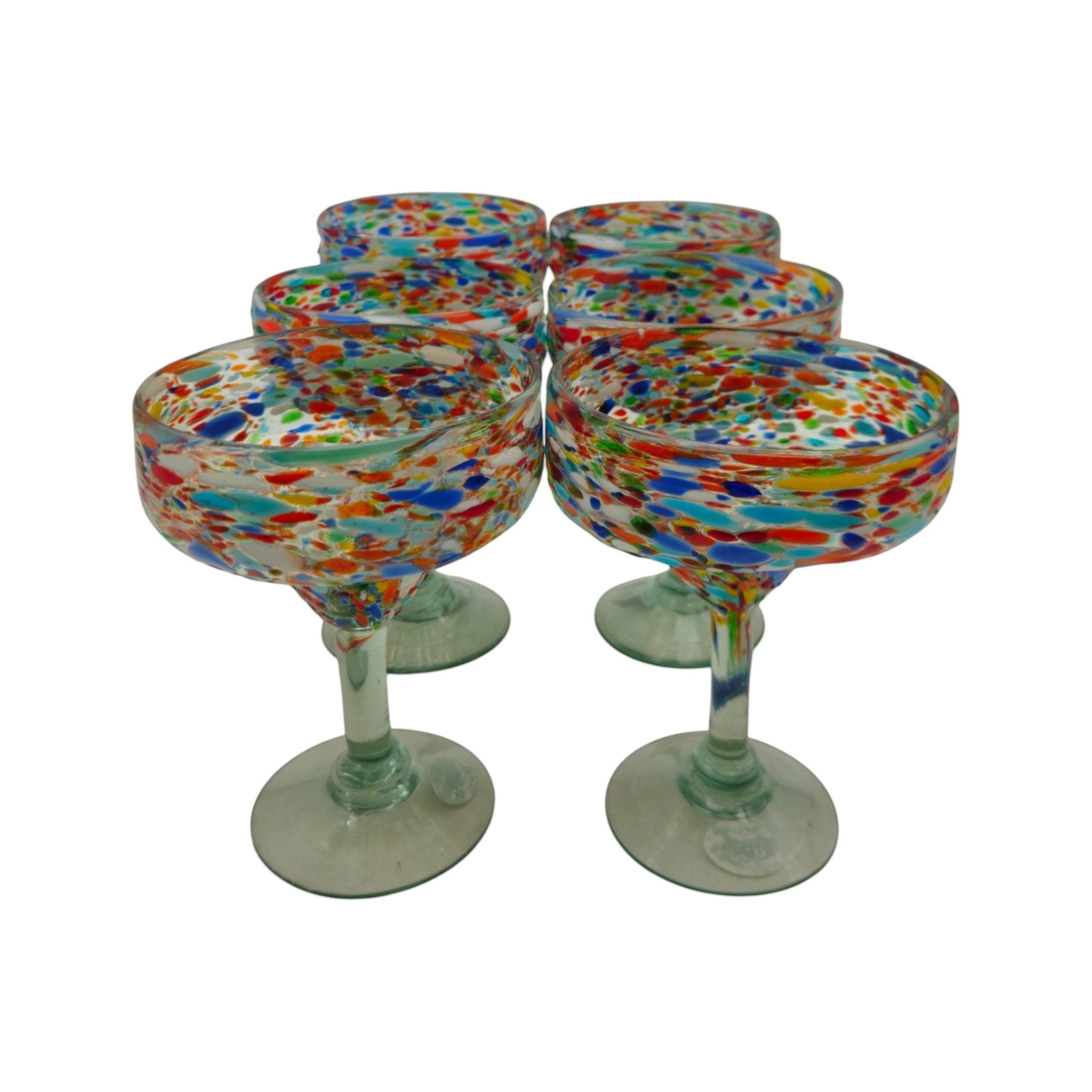 Hand Blown Mexican Margarita Glass | Colorful Pebbled Confetti Design Mexican Margarita Glass La Vie Bien Hand Blown Mexican Margarita Glass | Colorful Pebbled Confetti Design