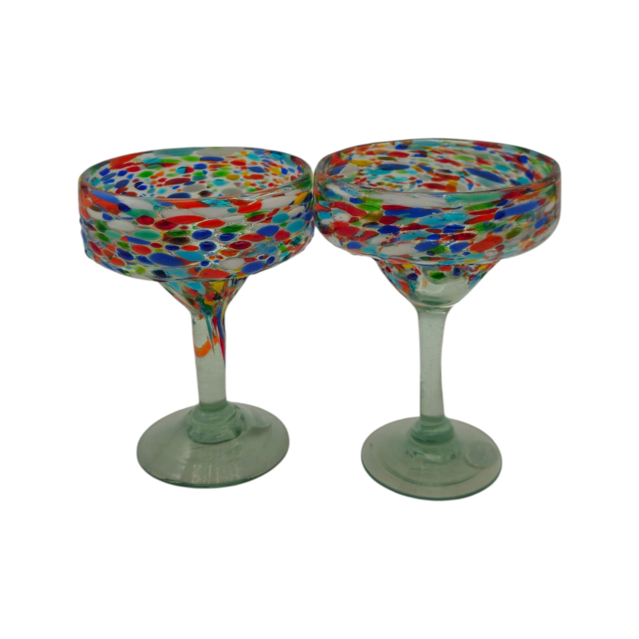 Hand Blown Mexican Margarita Glass | Colorful Pebbled Confetti Design Mexican Margarita Glass La Vie Bien Hand Blown Mexican Margarita Glass | Colorful Pebbled Confetti Design