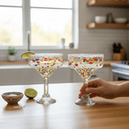 Hand-Blown Mexican Margarita Glass | Confetti Speckle Style Margarita Glasses La Vie Bien Hand-Blown Mexican Margarita Glass | Confetti Speckle Style