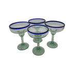 Hand-Blown Mexican Margarita Glass | Classic Cobalt Rim