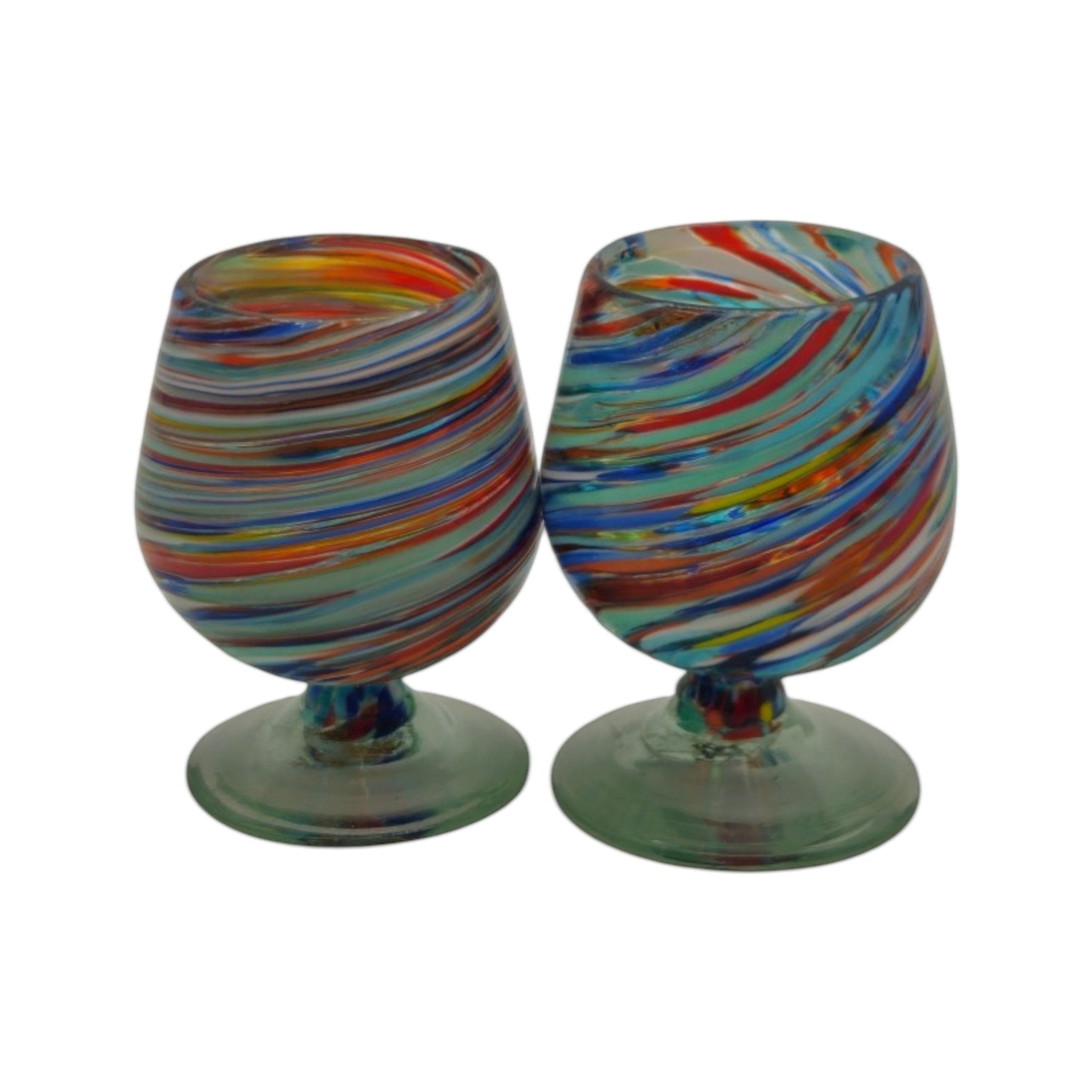 Hand-Blown Mexican Shot Glass | Confetti Swirl Cognac Design Mexican Shot Glass La Vie Bien Hand-Blown Mexican Shot Glass | Confetti Swirl Cognac Design