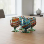 Hand-Blown Mexican Shot Glass | Confetti Swirl Cognac Design