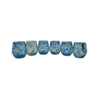 Hand-Blown Mexican Stemless Wine Glass | Blue and White Snow Pattern Mexican Wine Glass La Vie Bien Hand-Blown Mexican Stemless Wine Glass | Blue and White Snow Pattern