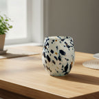 Hand-Blown Mexican Stemless Wine Glass | Blue Mocha Speckle Design Mexican Wine Glass La Vie Bien Hand-Blown Mexican Stemless Wine Glass | Blue Mocha Speckle Design