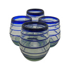 Hand-Blown Mexican Stemless Wine Glass | Cobalt Blue Spiral Design Mexican Wine Glass La Vie Bien Hand-Blown Mexican Stemless Wine Glass | Cobalt Blue Spiral Design