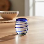 Hand-Blown Mexican Stemless Wine Glass | Cobalt Blue Spiral Design Mexican Wine Glass La Vie Bien Hand-Blown Mexican Stemless Wine Glass | Cobalt Blue Spiral Design