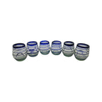Hand-Blown Mexican Stemless Wine Glass | Cobalt Blue Spiral Design Mexican Wine Glass La Vie Bien Hand-Blown Mexican Stemless Wine Glass | Cobalt Blue Spiral Design