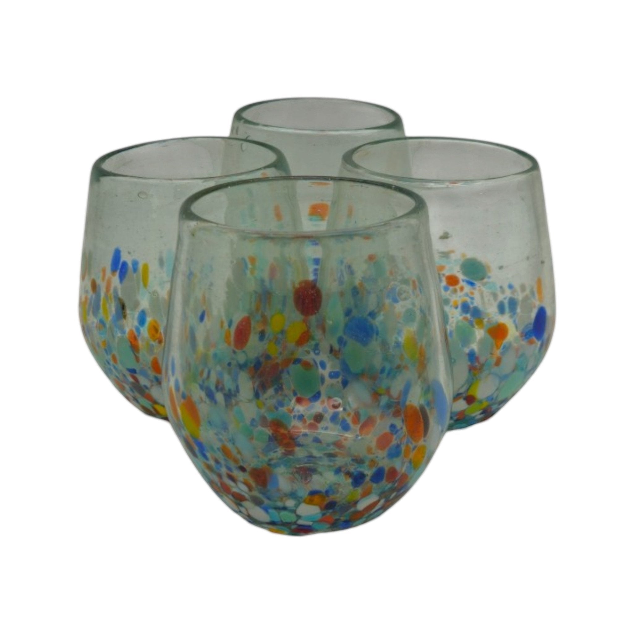 Hand-Blown Mexican Stemless Wine Glass | Confetti & Clear Design Mexican Wine Glass La Vie Bien Hand-Blown Mexican Stemless Wine Glass | Confetti & Clear Design