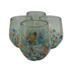 Hand-Blown Mexican Stemless Wine Glass | Confetti & Clear Design