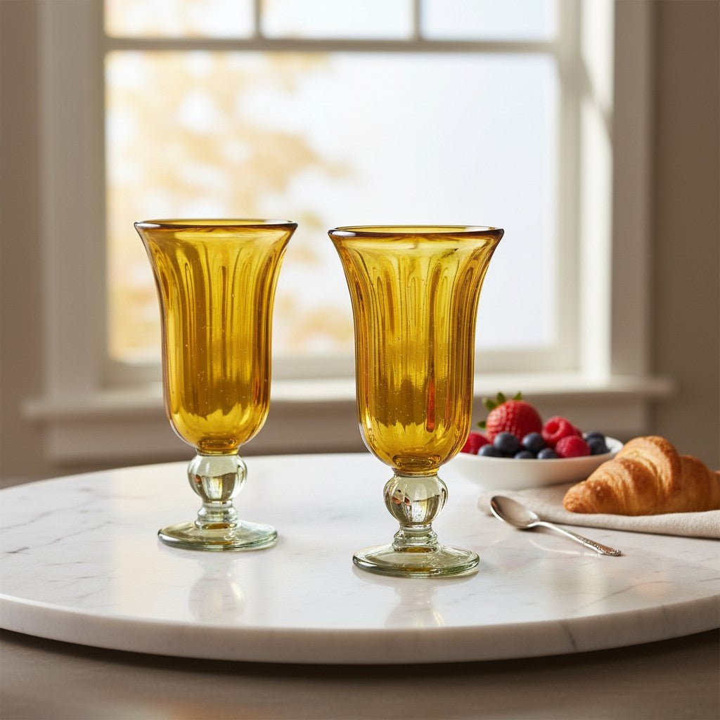 Hand-Blown Mexican Sundae Glass | Amber Rustic Design Mexican Sundae Glass La Vie Bien Hand-Blown Mexican Sundae Glass | Amber Rustic Design