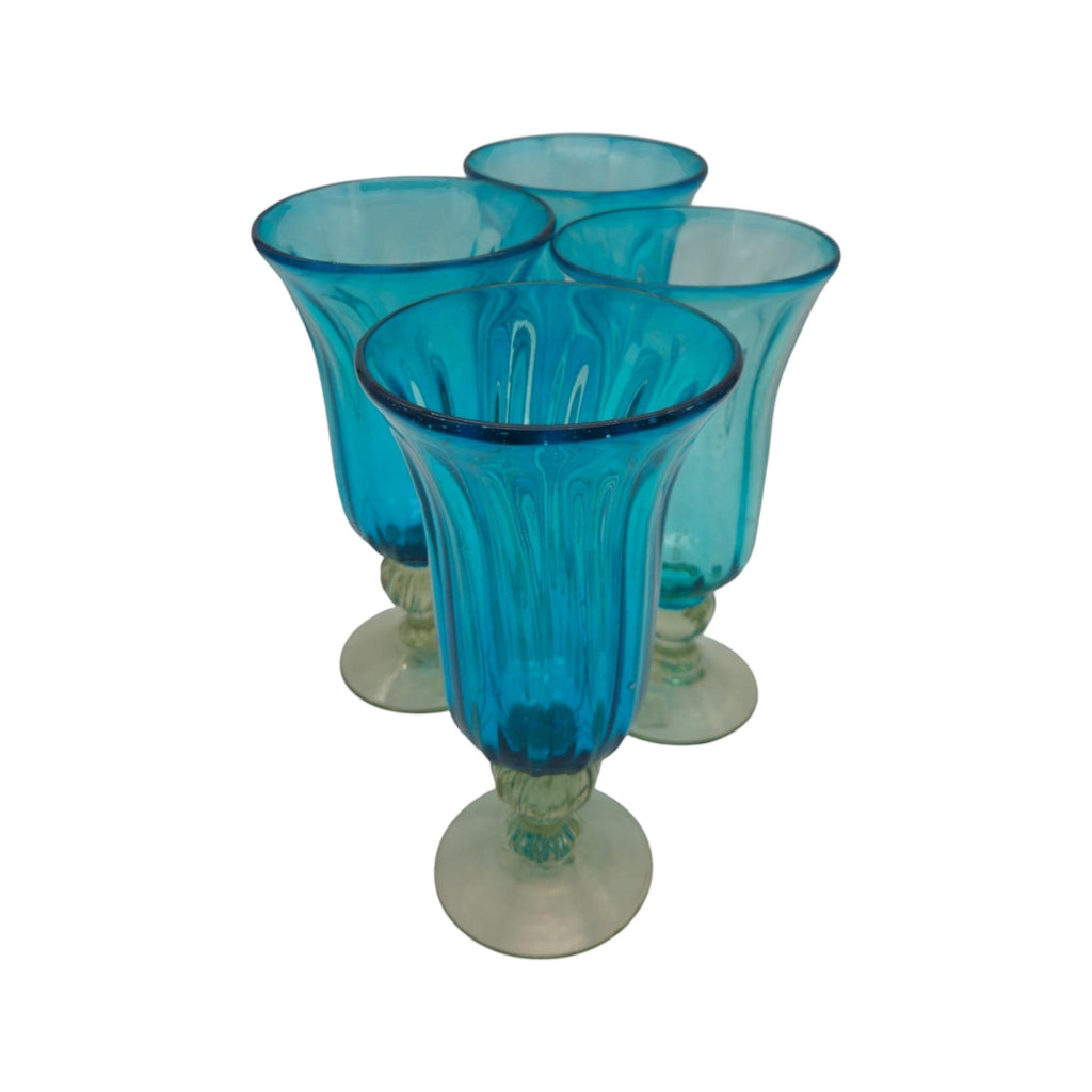 Hand-Blown Mexican Sundae Glass | Aqua Teal Fluted Design Mexican Sundae Glass La Vie Bien Hand-Blown Mexican Sundae Glass | Aqua Teal Fluted Design