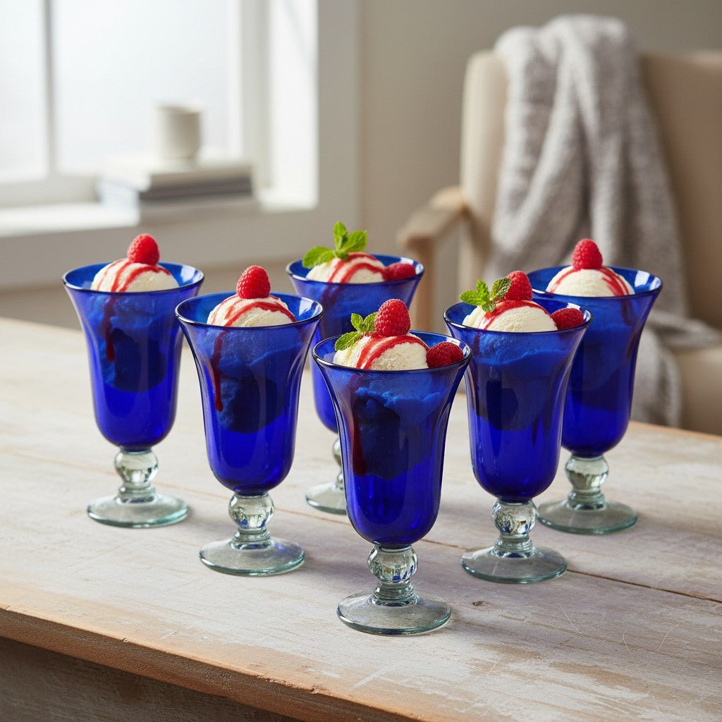 Hand-Blown Mexican Sundae Glass | Cobalt Blue Elegance Mexican Sundae Glass La Vie Bien Hand-Blown Mexican Sundae Glass | Cobalt Blue Elegance