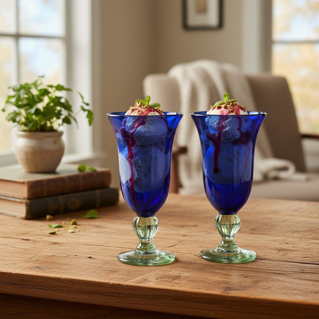 Hand-Blown Mexican Sundae Glass | Cobalt Blue Elegance Mexican Sundae Glass La Vie Bien Hand-Blown Mexican Sundae Glass | Cobalt Blue Elegance