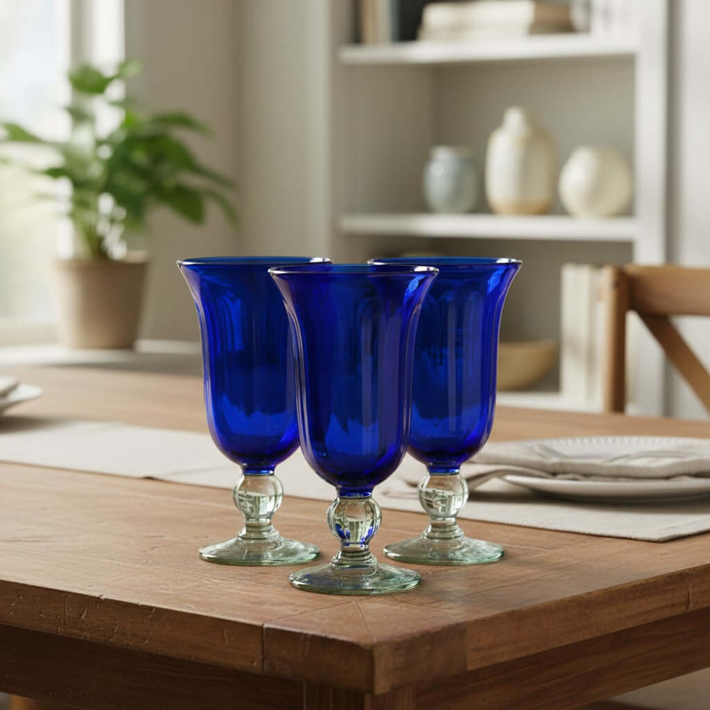 Hand-Blown Mexican Sundae Glass | Cobalt Blue Elegance Mexican Sundae Glass La Vie Bien Hand-Blown Mexican Sundae Glass | Cobalt Blue Elegance
