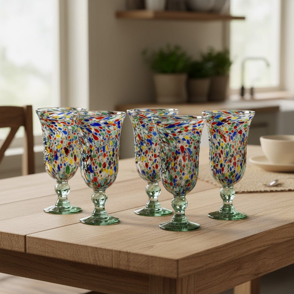 Hand-Blown Mexican Sundae Glass | Confetti Rock Design Mexican Sundae Glass La Vie Bien Hand-Blown Mexican Sundae Glass | Confetti Rock Design