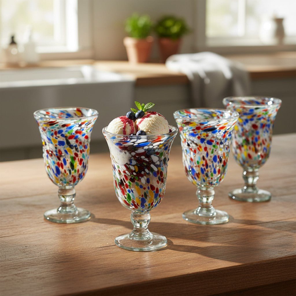 Hand-Blown Mexican Sundae Glass | Confetti Rock Design Mexican Sundae Glass La Vie Bien Hand-Blown Mexican Sundae Glass | Confetti Rock Design