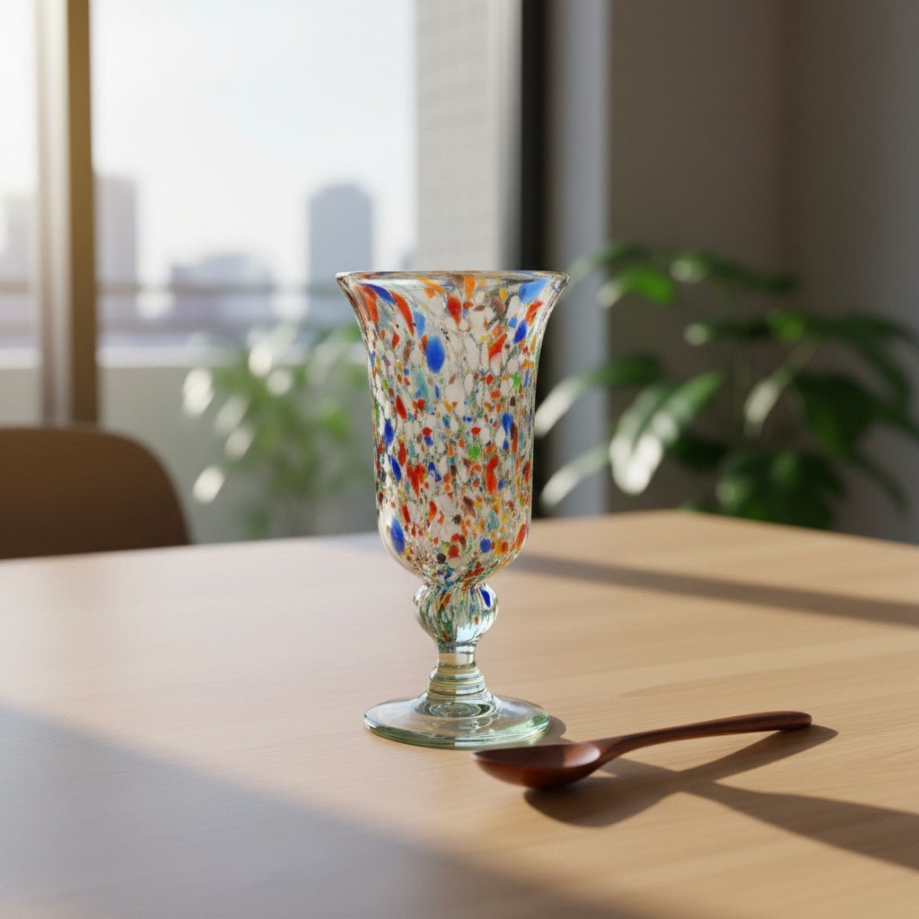 Hand-Blown Mexican Sundae Glass | Confetti Rock Design Mexican Sundae Glass La Vie Bien Hand-Blown Mexican Sundae Glass | Confetti Rock Design