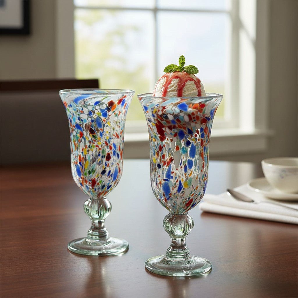 Hand-Blown Mexican Sundae Glass | Confetti Rock Design Mexican Sundae Glass La Vie Bien Hand-Blown Mexican Sundae Glass | Confetti Rock Design