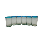 Hand-Blown Mexican Tumbler Glass | Teal Rim Design