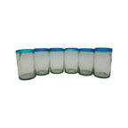 Hand-Blown Mexican Tumbler Glass | Teal Rim Design Mexican Drinking Glass La Vie Bien Hand-Blown Mexican Tumbler Glass | Teal Rim Design