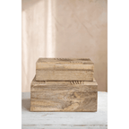 Hand-Carved Mango Wood Storage Boxes, Set of 2 by White Cliff Studio