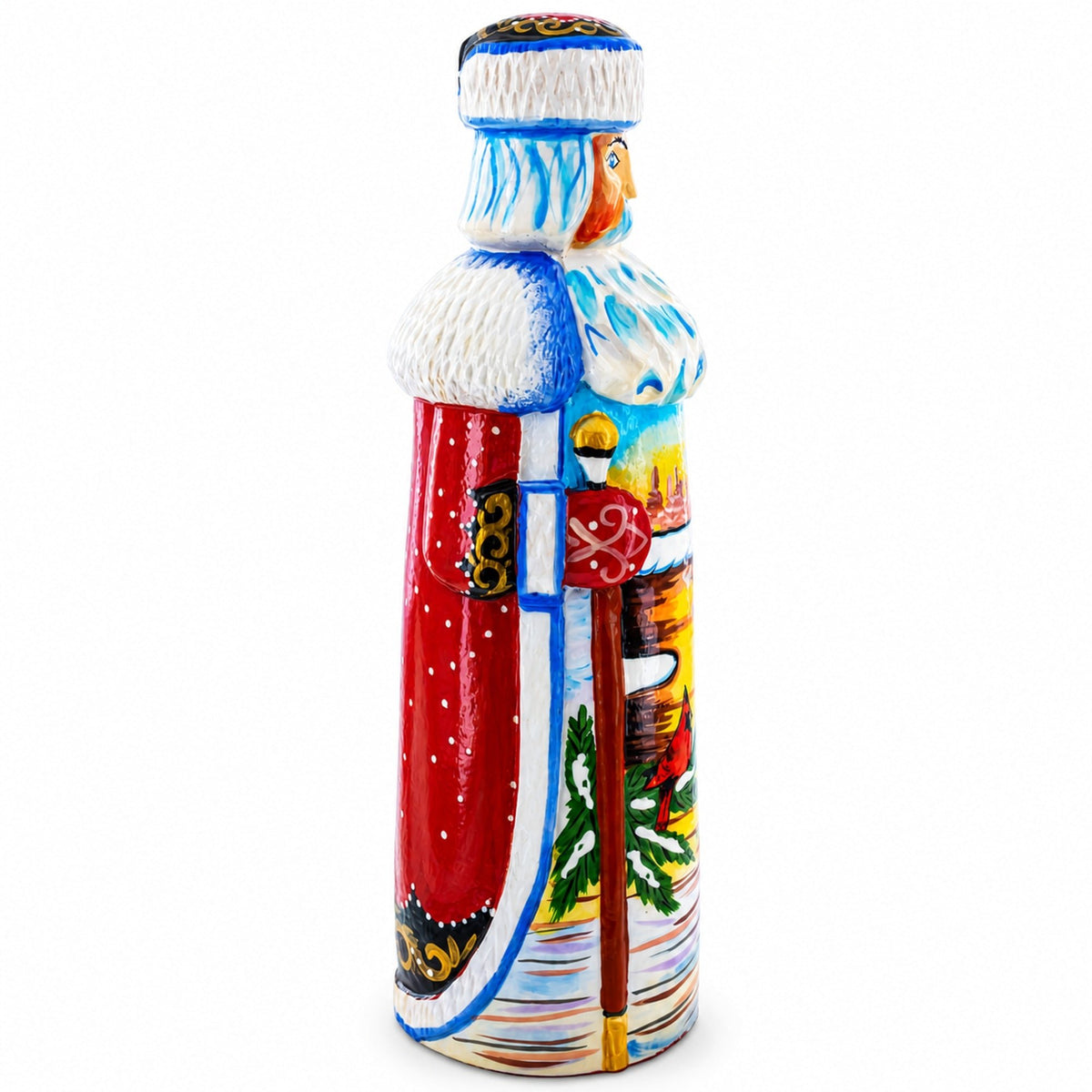 Hand Carved Ukrainian Santa with Cardinals Figurine 7.25 Inches Christmas Decor > Carved Wooden Santa La Vie Bien Hand Carved Ukrainian Santa with Cardinals Figurine 7.25 Inches