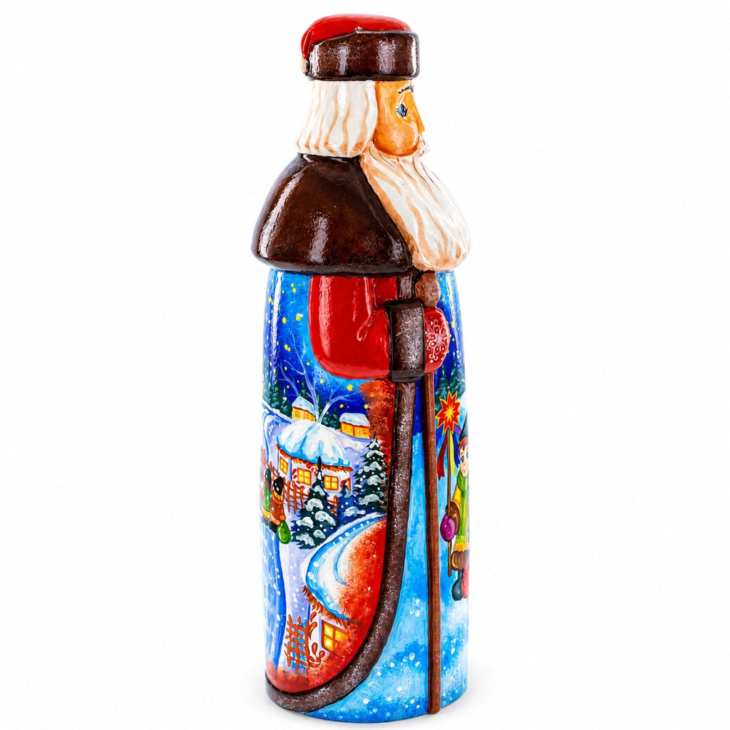 Hand Carved Ukrainian Santa with Children Caroling Solid Wood Figurine 11 Inches Christmas Decor > Carved Wooden Santa La Vie Bien Hand Carved Ukrainian Santa with Children Caroling Solid Wood Figurine 11 Inches