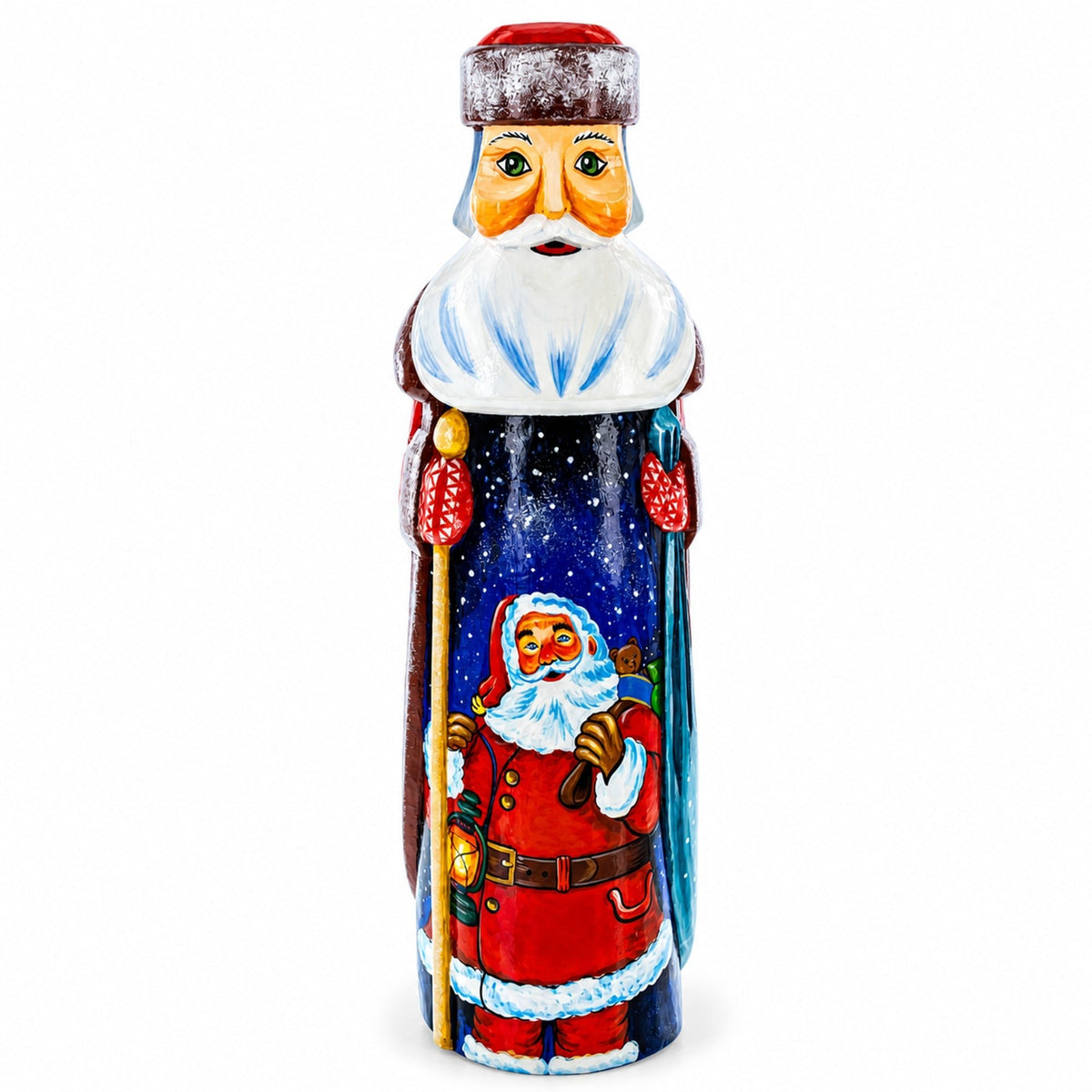 Hand Carved Ukrainian Santa with Lantern Solid Wooden Figurine 11 Inches Christmas Decor > Carved Wooden Santa La Vie Bien Hand Carved Ukrainian Santa with Lantern Solid Wooden Figurine 11 Inches