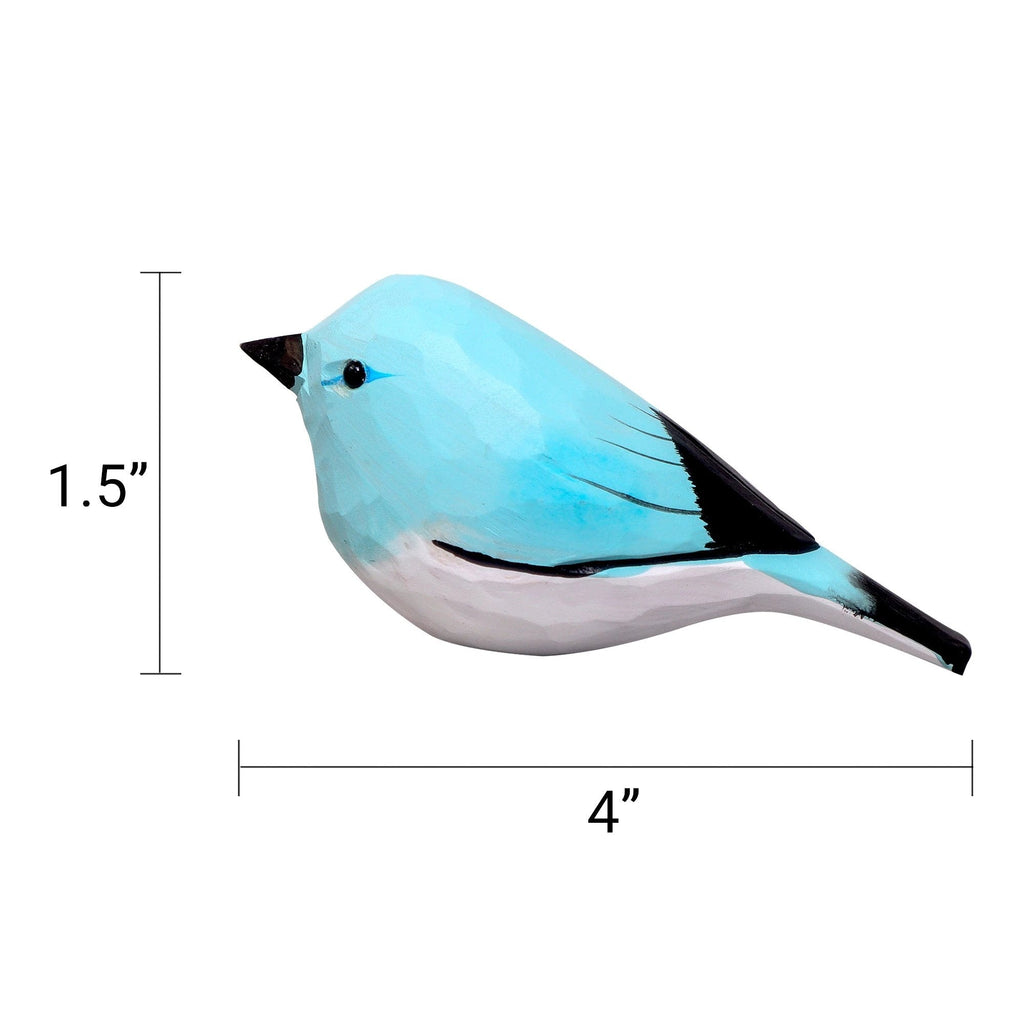 Hand-Carved Wooden Bird Figurine – Blue by Kitsville