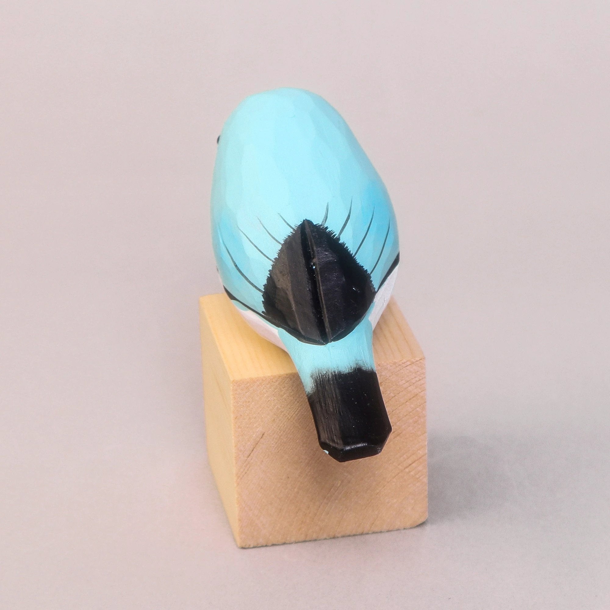 Hand-Carved Wooden Bird Figurine – Blue by Kitsville