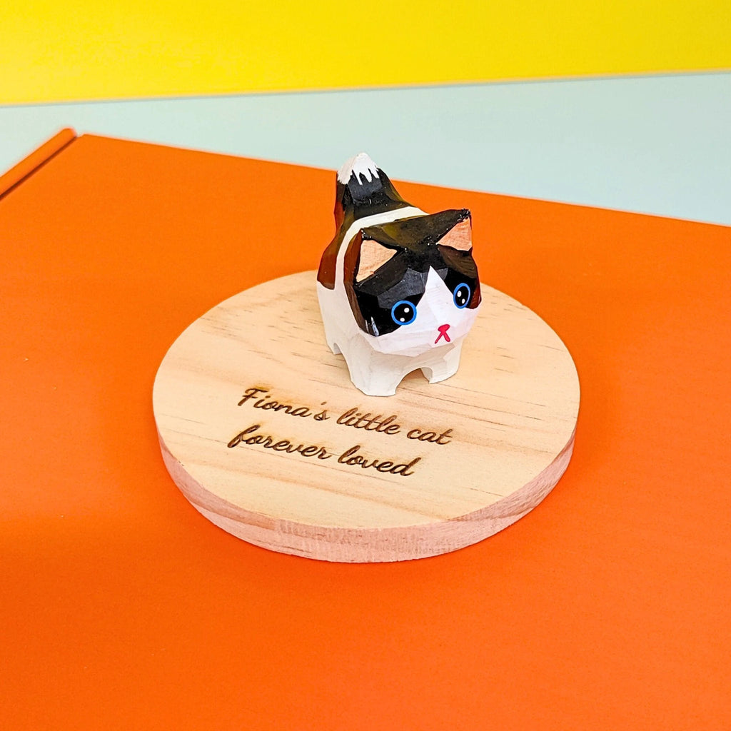 Hand-Carved Wooden Cats, Personalized Gift for Cat Lovers by Kitsville