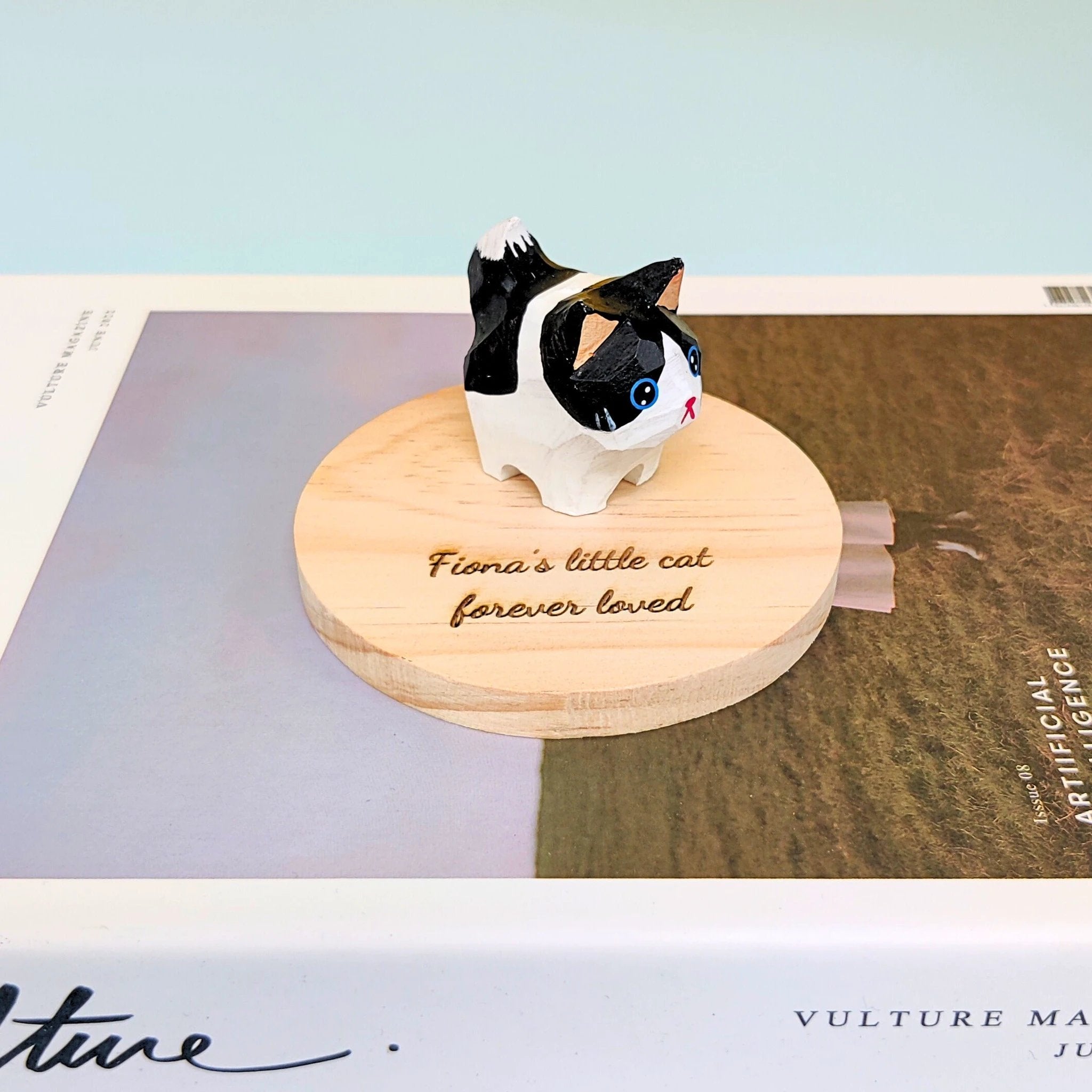 Hand-Carved Wooden Cats, Personalized Gift for Cat Lovers by Kitsville