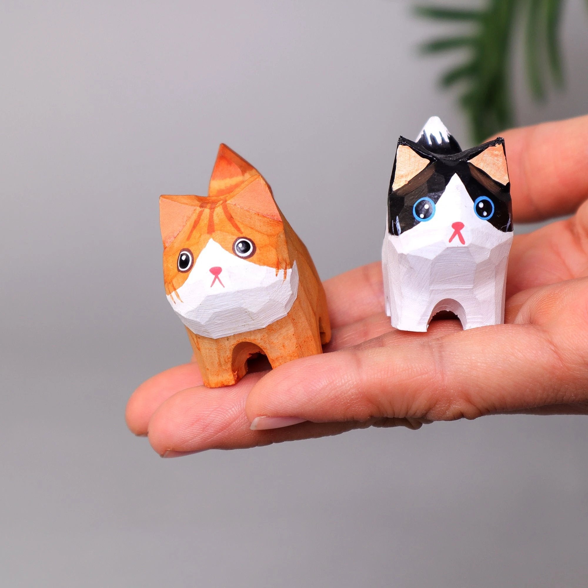 Hand-Carved Wooden Cats, Personalized Gift for Cat Lovers by Kitsville