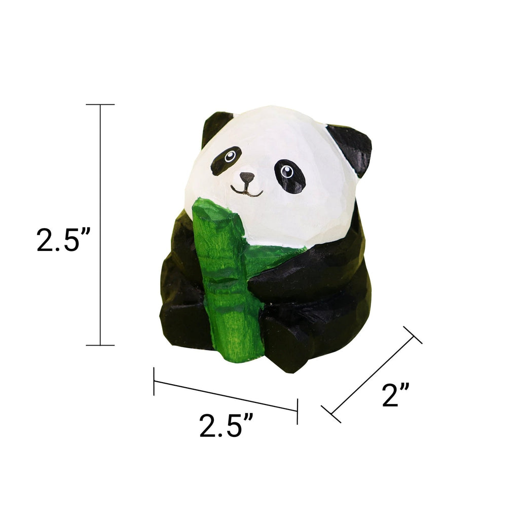 Hand-Carved Wooden Panda Figurine – Cute Handmade Decor with Mini Accessories by Kitsville