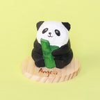 Hand-Carved Wooden Panda Figurine – Cute Handmade Decor with Mini Accessories by Kitsville