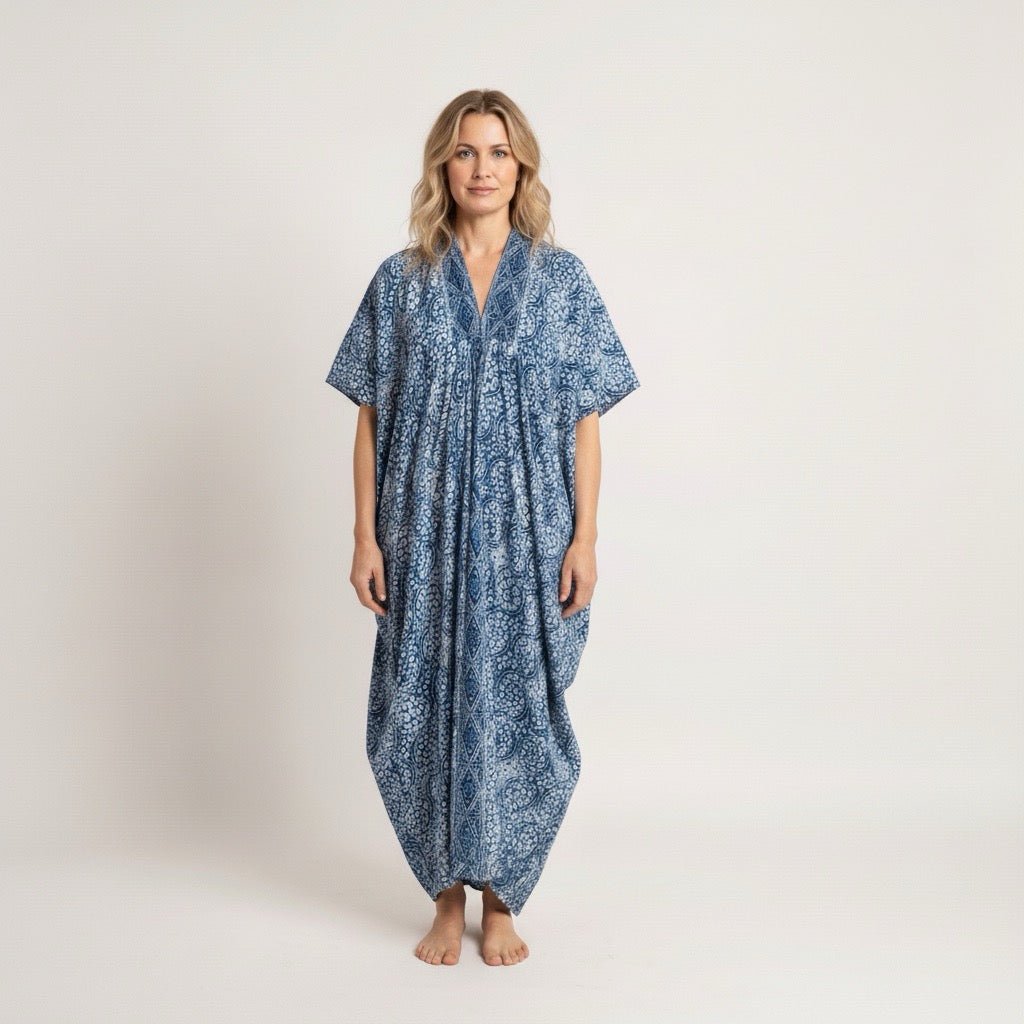 Hand Dyed Batik Kaftan Dress 100% Soft Cotton Material, Maxi, Long, Stone Dress, Caftan Dress La Vie Bien Hand Dyed Batik Kaftan Dress 100% Soft Cotton Material, Maxi, Long, Stone Dress, Caftan