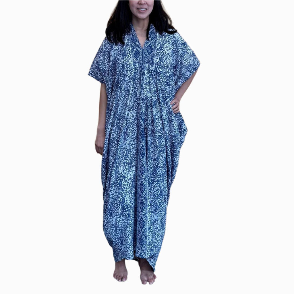 Hand Dyed Batik Kaftan Dress 100% Soft Cotton Material, Maxi, Long, Stone Dress, Caftan Dress La Vie Bien Hand Dyed Batik Kaftan Dress 100% Soft Cotton Material, Maxi, Long, Stone Dress, Caftan
