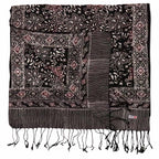 Hand Dyed Batik Scarf, 100% Cotton Fabric, Black Red Floral Star Scarves La Vie Bien Hand Dyed Batik Scarf, 100% Cotton Fabric, Black Red Floral Star