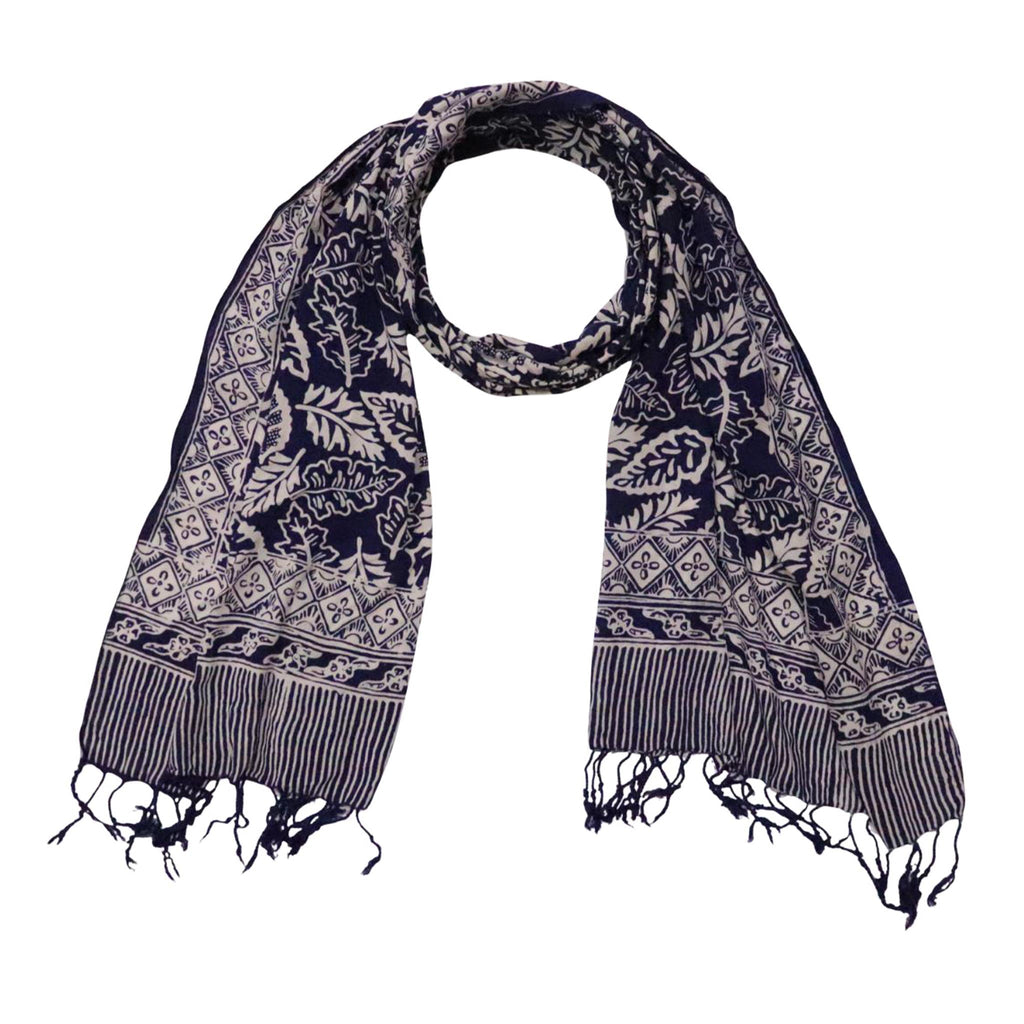Hand Dyed Batik Scarf, 100% Cotton, Scarves, Bandana, Wrap , Blue Leaves Scarves La Vie Bien Hand Dyed Batik Scarf, 100% Cotton, Scarves, Bandana, Wrap , Blue Leaves