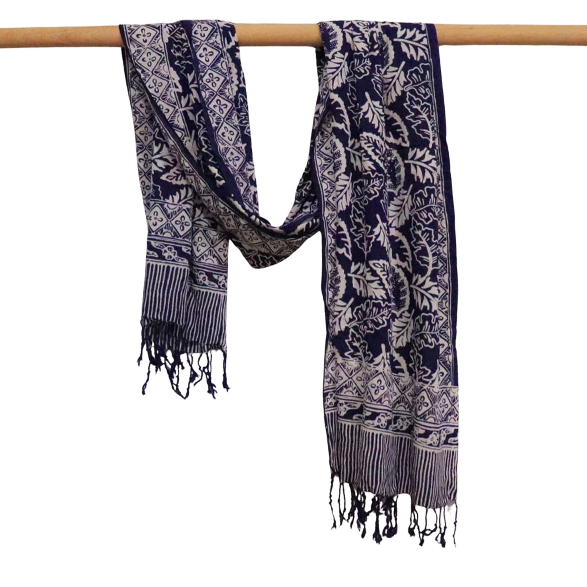 Hand Dyed Batik Scarf, 100% Cotton, Scarves, Bandana, Wrap , Blue Leaves Scarves La Vie Bien Hand Dyed Batik Scarf, 100% Cotton, Scarves, Bandana, Wrap , Blue Leaves