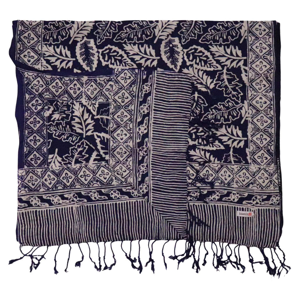 Hand Dyed Batik Scarf, 100% Cotton, Scarves, Bandana, Wrap , Blue Leaves Scarves La Vie Bien Hand Dyed Batik Scarf, 100% Cotton, Scarves, Bandana, Wrap , Blue Leaves