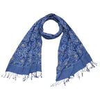 Hand Dyed Batik Scarf - Soft Cotton, Blue Roses, White, Floral, Flower Scarves La Vie Bien Hand Dyed Batik Scarf - Soft Cotton, Blue Roses, White, Floral, Flower