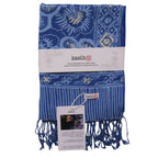Hand Dyed Batik Scarf - Soft Cotton, Blue Roses, White, Floral, Flower Scarves La Vie Bien Hand Dyed Batik Scarf - Soft Cotton, Blue Roses, White, Floral, Flower