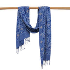 Hand Dyed Batik Scarf - Soft Cotton, Blue Roses, White, Floral, Flower Scarves La Vie Bien Hand Dyed Batik Scarf - Soft Cotton, Blue Roses, White, Floral, Flower