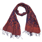 Hand Dyed Batik Scarf, Soft Cotton, Mangosteen, Blue, Pink, Fruit, Floral Scarves La Vie Bien Hand Dyed Batik Scarf, Soft Cotton, Mangosteen, Blue, Pink, Fruit, Floral