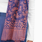 Hand Dyed Batik Scarf, Soft Cotton, Mangosteen, Blue, Pink, Fruit, Floral Scarves La Vie Bien Hand Dyed Batik Scarf, Soft Cotton, Mangosteen, Blue, Pink, Fruit, Floral