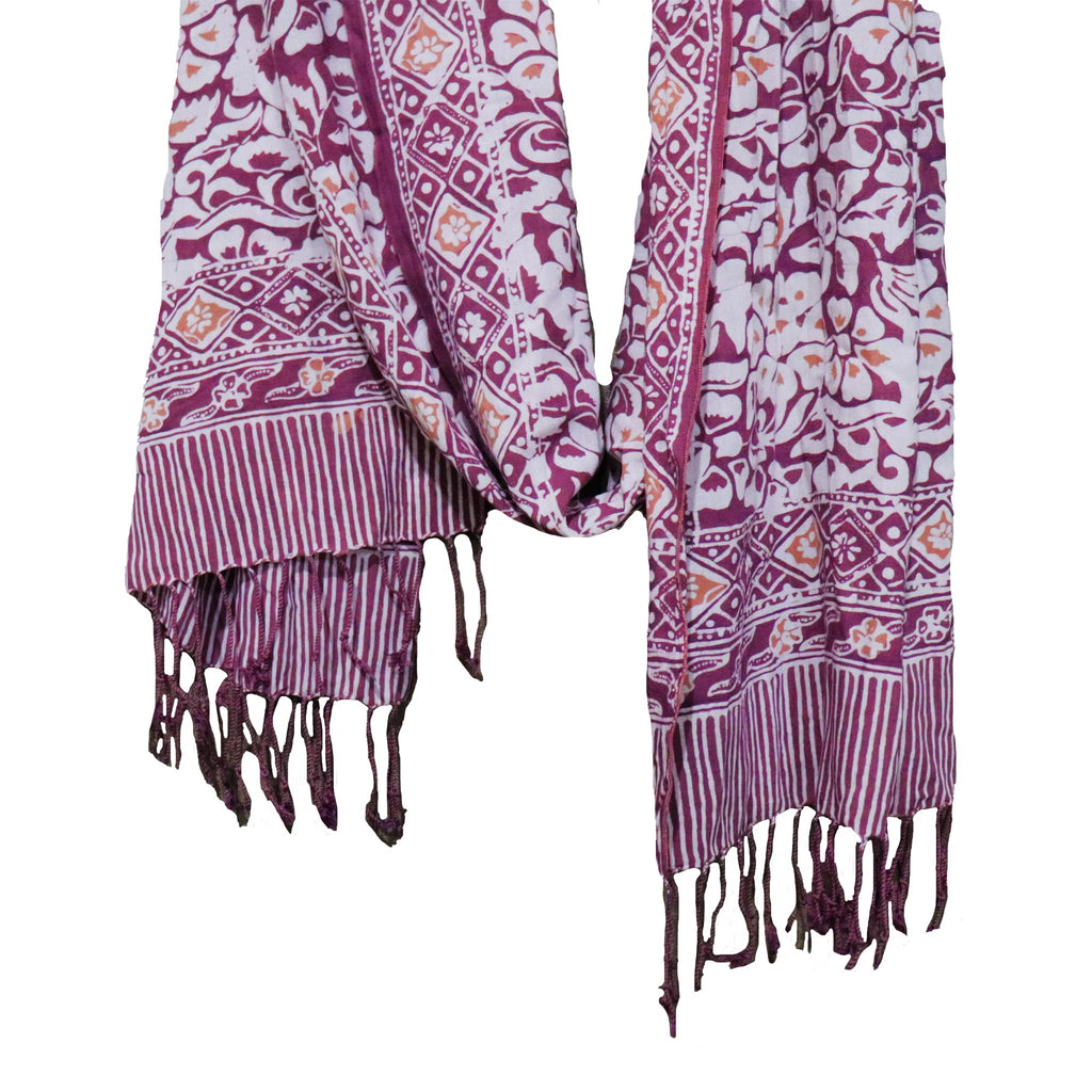 Hand Dyed Batik Scarf - Soft Cotton - Plum Haze, Purple Scarves La Vie Bien Hand Dyed Batik Scarf - Soft Cotton - Plum Haze, Purple