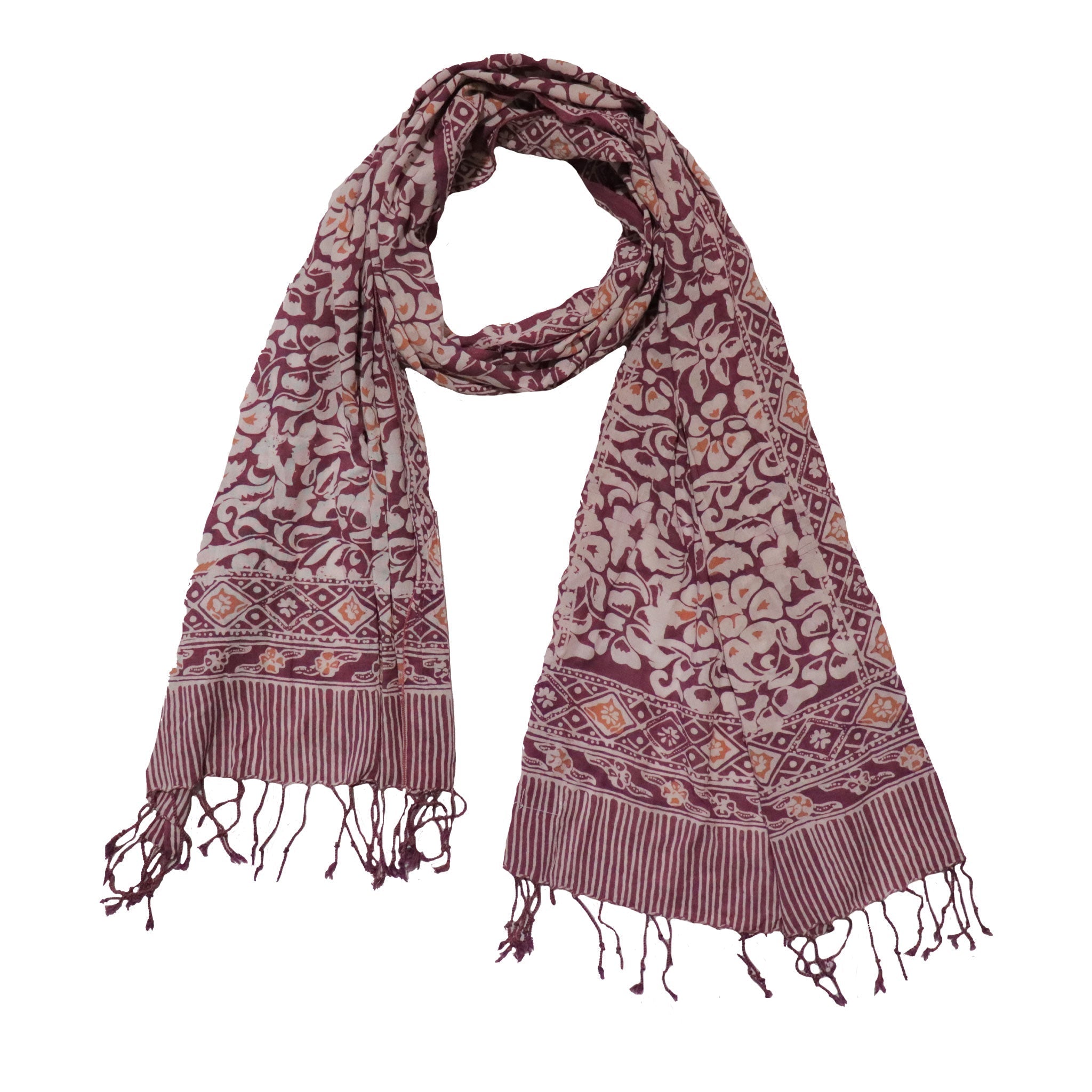 Hand Dyed Batik Scarf - Soft Cotton - Plum Haze, Purple Scarves La Vie Bien Hand Dyed Batik Scarf - Soft Cotton - Plum Haze, Purple