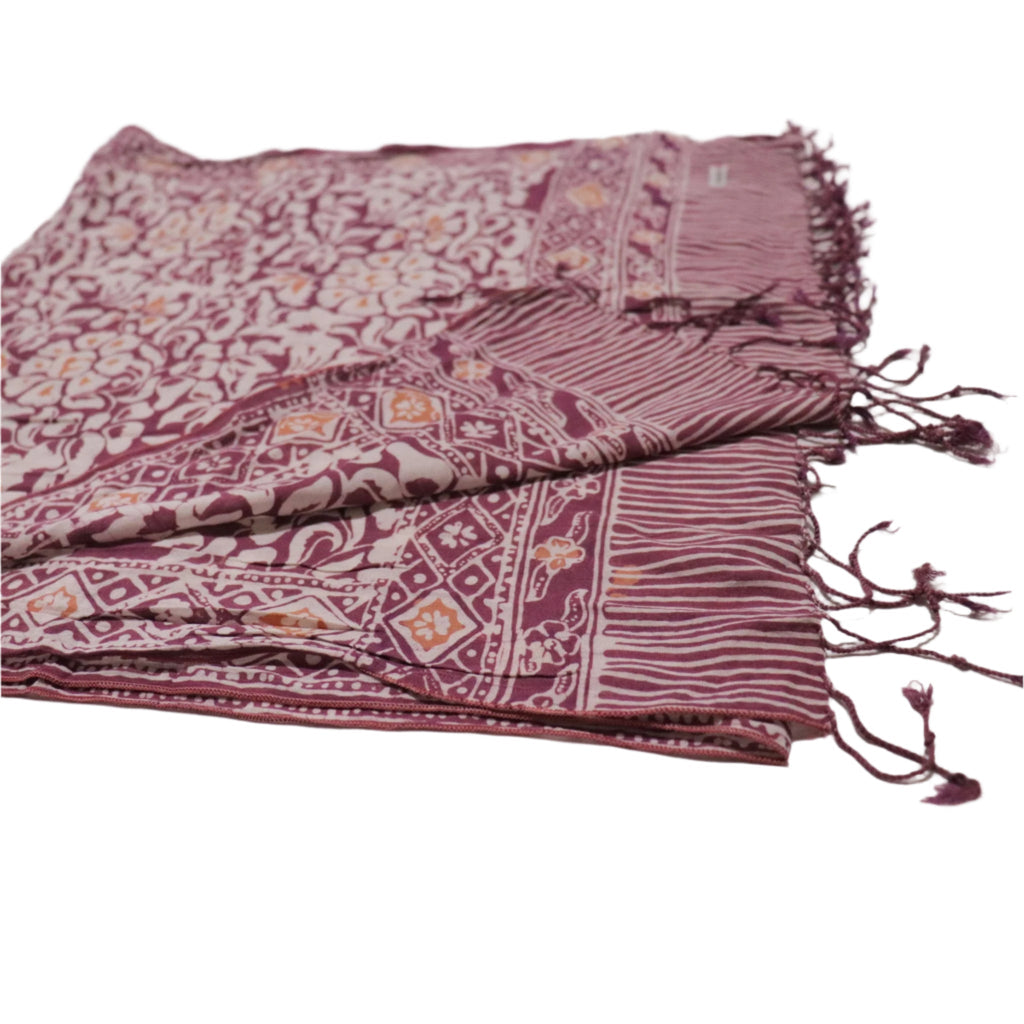 Hand Dyed Batik Scarf - Soft Cotton - Plum Haze, Purple Scarves La Vie Bien Hand Dyed Batik Scarf - Soft Cotton - Plum Haze, Purple